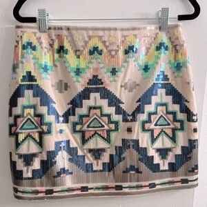Sequin boho mini skirt